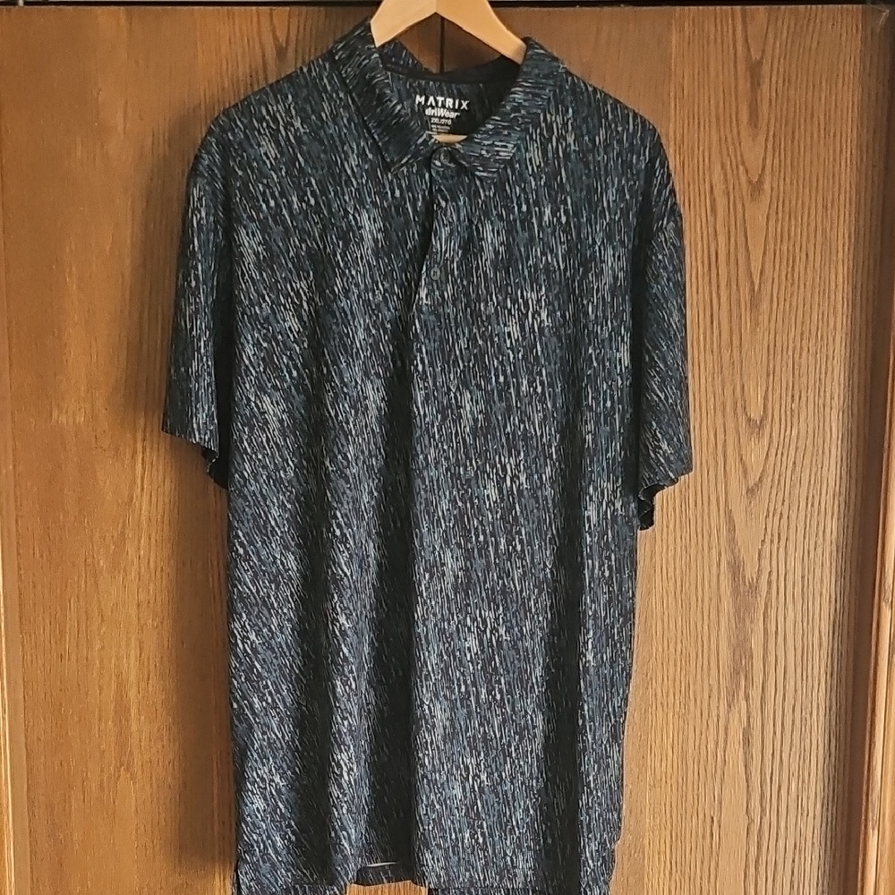 Matix Men's Textured Black and Blue Shirt